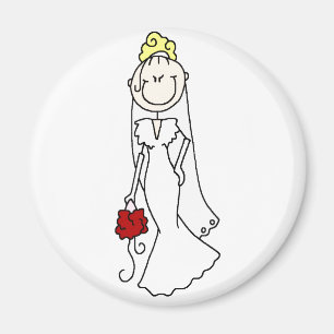 Blond bruid stick figuur magneet