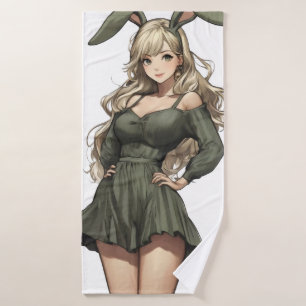 Blond Bunny Girl Anime Badhanddoek