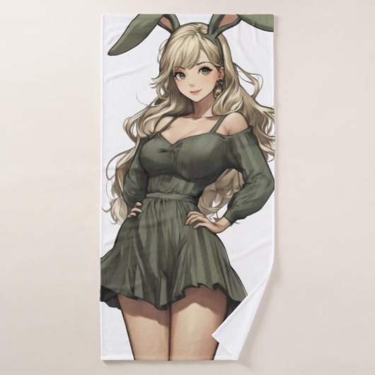 Blond Bunny Girl Anime Badhanddoek (Badhanddoek)