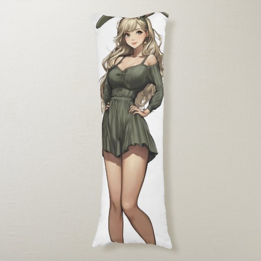 Blond Bunny Girl Anime Lichaamskussen (Voorkant Verticaal)