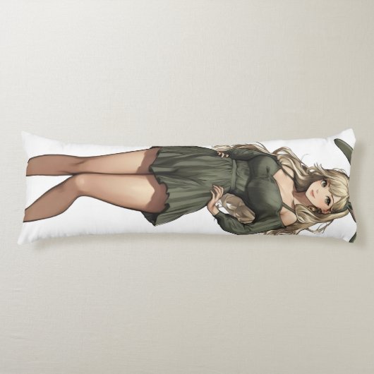 Blond Bunny Girl Anime Lichaamskussen (Voorkant)