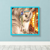 blond carrousel paard een mooi gezicht canvas afdruk (Insitu (Houten vloer))