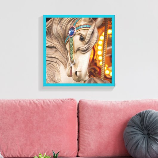 blond carrousel paard een mooi gezicht canvas afdruk (Insitu (Woonkamer))