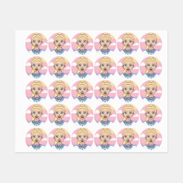 blond Cartoon meisje school student roze meisje Labels