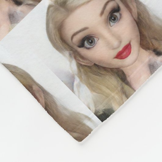 Blond cartoon rode lippen fleece deken (Hoek)