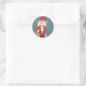 Blond Christmas Nutcracker Santa Teal Ronde Sticker (Tas)