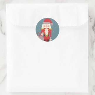 Blond Christmas Nutcracker Santa Teal Ronde Sticker