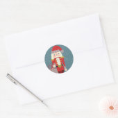 Blond Christmas Nutcracker Santa Teal Ronde Sticker (Envelop)