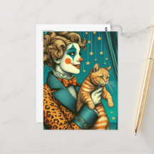 Blond Circus Clown en een Ginger Kat