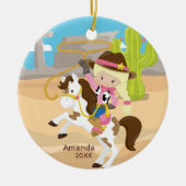 Blond Cowgirl PaardTerug Meisje Kerstmis Ornament (Voorkant)
