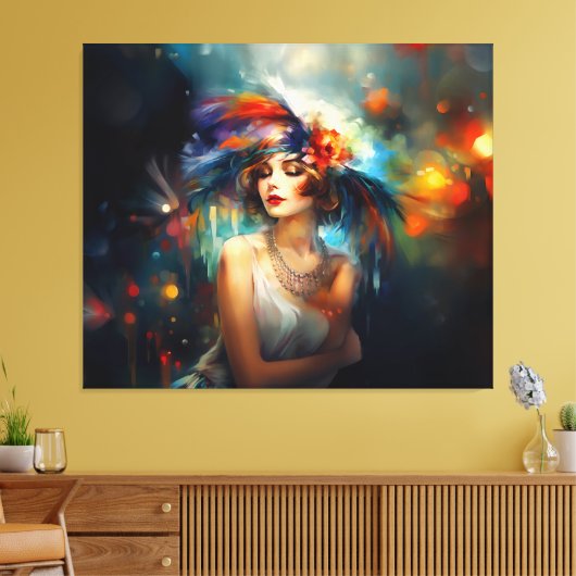 Blond Dame Roaring 20s Canvas Afdruk (Insitu (Woonkamer))