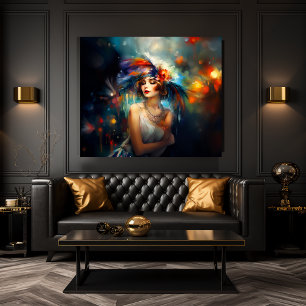 Blond Dame Roaring 20s Canvas Afdruk
