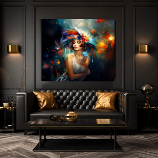 Blond Dame Roaring 20s Canvas Afdruk