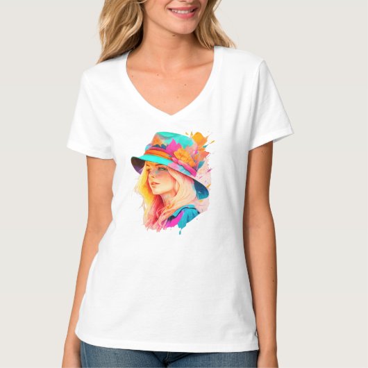 Blond dragen van een groot pet t-shirt (Voorkant)