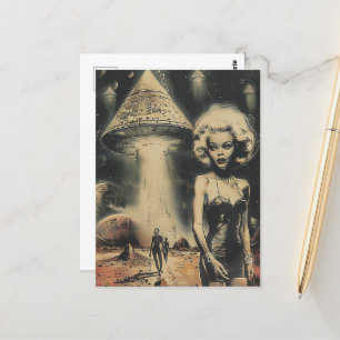 Blond en de UFO Desert Scifi Fantasy Briefkaart