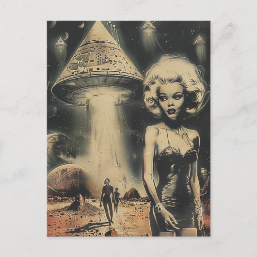 Blond en de UFO Desert Scifi Fantasy Briefkaart (Voorkant)