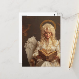 Blond Engel Vrouw Met Boek Briefkaart