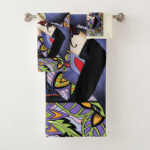 Blond Fairy Bloemen Paarse Bad Handdoek (Insitu)