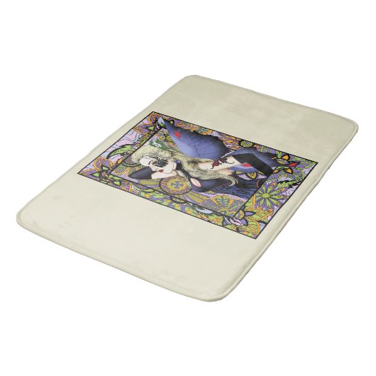 Blond Fairy Bloemen Paarse Badmat (Gekanteld)