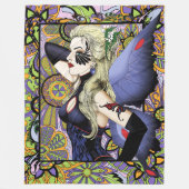 Blond Fairy Bloemen Paarse Fleece Deken (Voorkant)