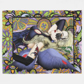 Blond Fairy Bloemen Paarse Fleece Deken (Voorkant (Horizontaal))