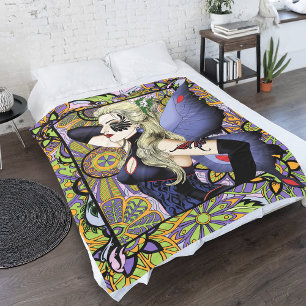 Blond Fairy Bloemen Paarse Fleece Deken