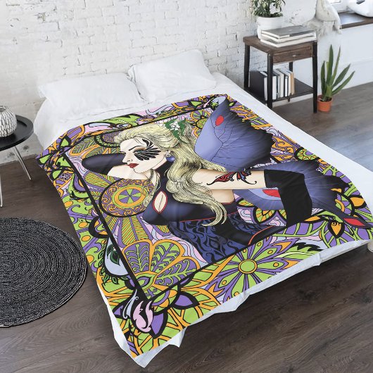 Blond Fairy Bloemen Paarse Fleece Deken