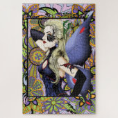 Blond Fairy Bloemen Paarse Legpuzzel (Verticaal)