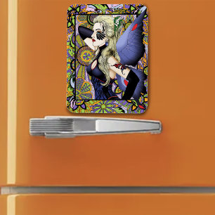 Blond Fairy Bloemen Paarse Magneet