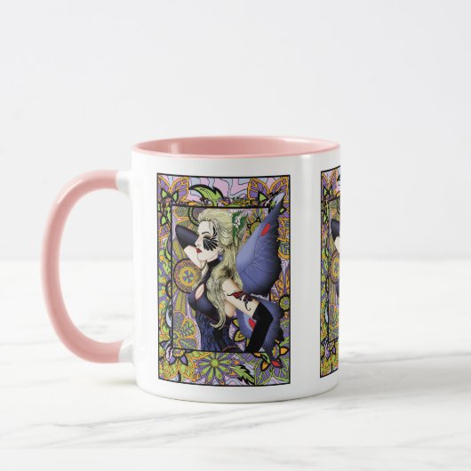 Blond Fairy Bloemen Paarse Mok (Links)