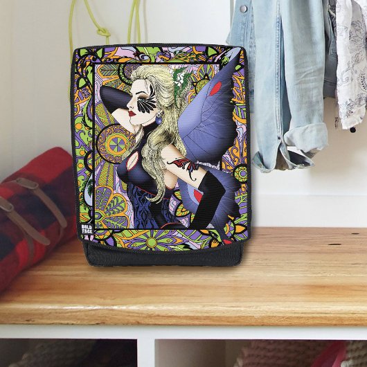 Blond Fairy Bloemen Paarse Rugtassen