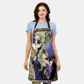 Blond Fairy Bloemen Paarse Schort (Gedragen)