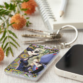 Blond Fairy Bloemen Paarse Sleutelhanger (Voorkant Rechts)