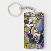 Blond Fairy Bloemen Paarse Sleutelhanger (Voorkant)
