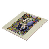 Blond Fairy Bloemen Paarse Tegeltje (Zijkant)