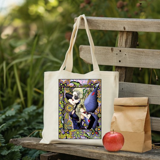 Blond Fairy Bloemen Paarse Tote Bag