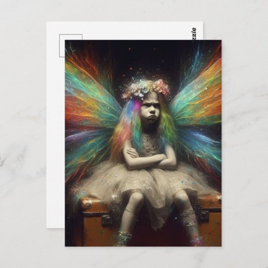 Blond Fairy met een instelling op koffer Briefkaart (Voorkant / Achterkant)