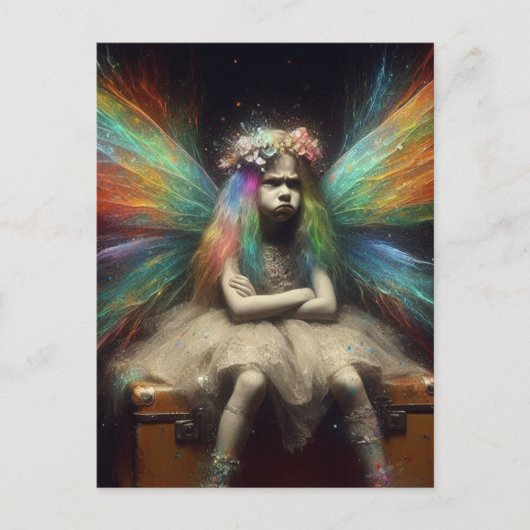 Blond Fairy met een instelling op  koffer Briefkaart (Voorkant)