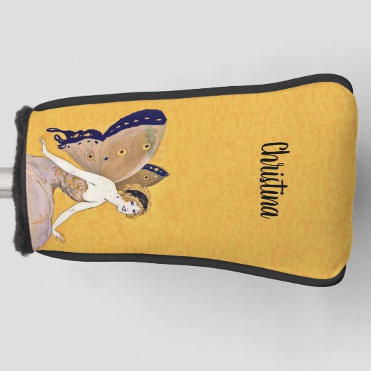  Blond Fairy Monarch Vlindervleugels Geel Golfheadcover (Voorkant)