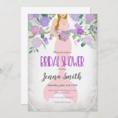 Blond Floral Mermaid Bridal doudaal uitnodiging (Voorkant / Achterkant)