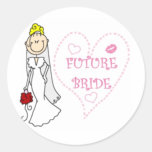 Blond Future Bride T-shirts en geschenken Ronde Sticker (Voorkant)