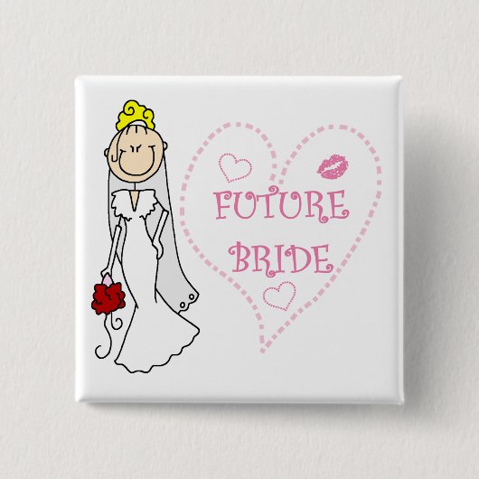 Blond Future Bride T-shirts en geschenken Vierkante Button 5,1 Cm (Voorkant)
