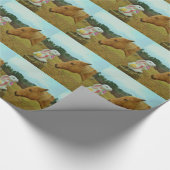 Blond geel paard en paashaas cadeaupapier (Hoek)