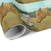 Blond geel paard en paashaas cadeaupapier (Rol Hoek)