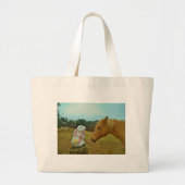 Blond geel paard en paashaas grote tote bag (Voorkant)