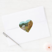 Blond geel paard en paashaas hart sticker (Envelop)