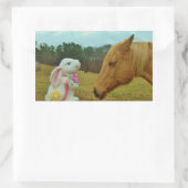 Blond geel paard en paashaas rechthoekige sticker (Tas)