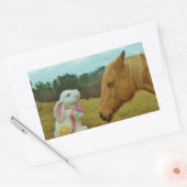 Blond geel paard en paashaas rechthoekige sticker (Envelop)