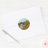 Blond geel paard en paashaas ronde sticker (Envelop)