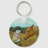 Blond geel paard en paashaas sleutelhanger (Voorkant)